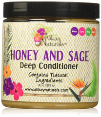 Alikay Naturals Honey and Sage Deep Conditioner jar delivers moisture for dry hair.