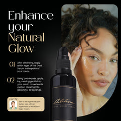 Alitura Gold Serum label detail emphasizes natural actives