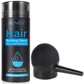 ALIVER Hair Fibers Dark Brown application steps show instant fuller look in seconds