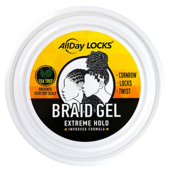 AllDay Locks Braid Gel application close-up demonstrates smooth hair section prep