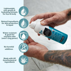 All Good Sport Sunscreen Spray clear-skin application emphasizes invisible protection on skin.