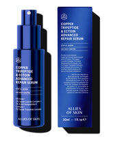 Allies of Skin copper-tripeptide-ectoin-serum bottle shows advanced repair for dry skin