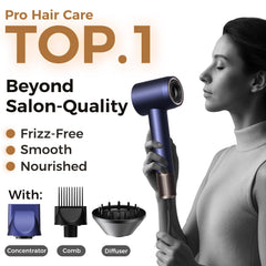 Alloom High-Speed Hair Dryer Pro ion release demonstrates dual ionic care for smoother hair