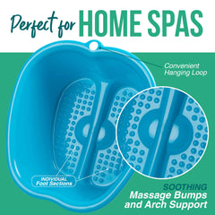 AllSett Health foot soaking basin water-filled image highlighting relaxing soak and warmth