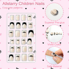 Allstarry kids French tip nails close-up highlighting romantic style for playful at-home manicures.