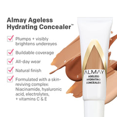 Almay Anti-Aging Concealer under-eye application demonstrates brightening and hydration throughout the day.