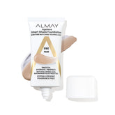 Almay Anti-Aging Foundation shade morph pump demonstrates easy shade matching