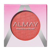 Almay Healthy Hue blush powder texture close-up shows silky, blendable color.
