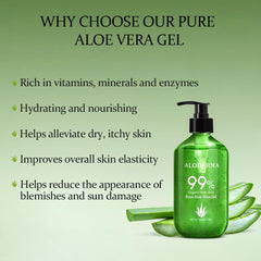 Aloderma aloe gel face application shows soothing comfort after sun exposure.