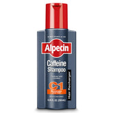 Alpecin Caffeine Shampoo bottle on sink, highlighting daily scalp cleanse benefits