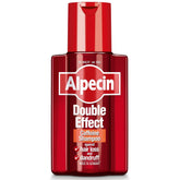 Alpecin Double Effect Shampoo bottle side view highlights gentle dandruff management in a daily routine