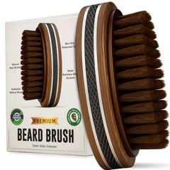 Alpha Organics premium boar-bristle beard brush with walnut handle for gentle detangling