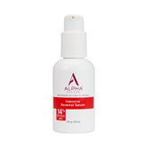 Alpha Renewal Serum bottle closeup highlighting glycolic exfoliation for smoother skin.