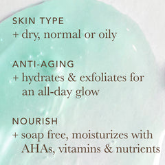 Foamy lather featuring Alpha Skin Care, showcasing hydrating cleanse that leaves skin feeling refreshed.