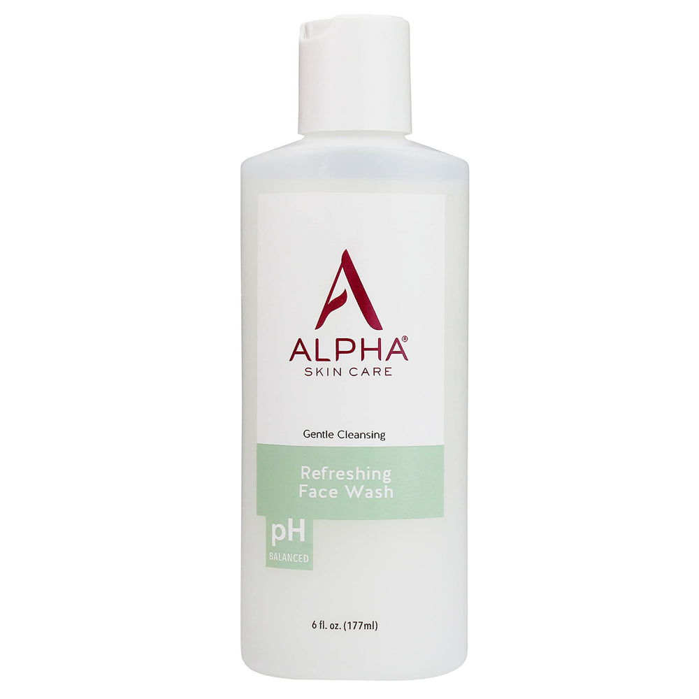 Alpha Skin Care Refreshing Face Wash bottle front—gentle cleansing for all skin types.