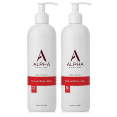 Alpha Skin Care Revitalizing Body Lotion bottle pour showing easy daily hydration and gentle exfoliation