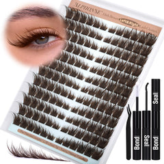 ALPHONSE Lash Clusters Kit dark brown 10-18mm for versatile fox-eye looks