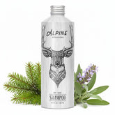 Alpine Provisions fir-sage organic shampoo bottle front offers a refreshing daily cleanse.