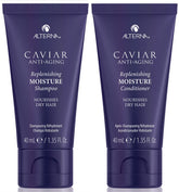 Alterna Caviar Anti-Aging Replenishing Moisture Shampoo bottle delivering hydrated, color-safe cleansing.
