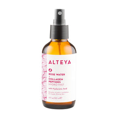 Alteya Rose Water Face Toner bottle closeup highlighting hydrating formula for refreshed skin.
