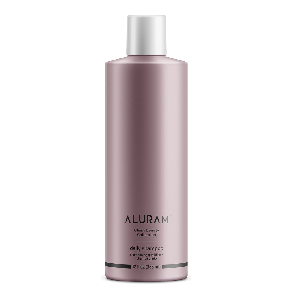 Aluram Coconut Water Daily Shampoo bottle shows hydrating formula for all hair types.