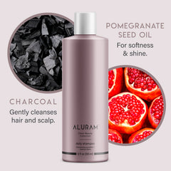 Aluram Coconut Water Daily Shampoo lather demonstrates nourishing hydration.