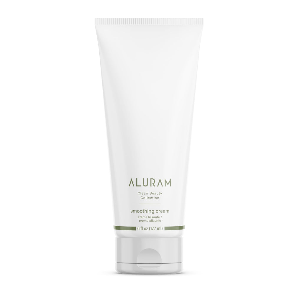 ALURAM Coconut Water Smoothing Cream bottle closeup showcases frizz control and lightweight smoothing.