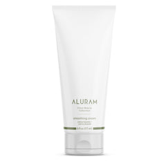 ALURAM Coconut Water Smoothing Cream frizz-control result on hair, highlighting shine and manageability.