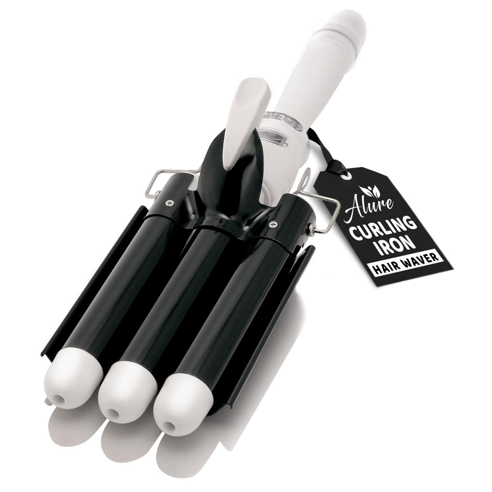 Alure three-barrel curling iron wand with LCD display creates smooth, even waves quickly