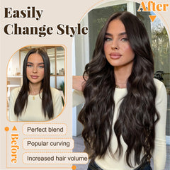 ALXNAN dark brown wavy hair closeup shows natural texture