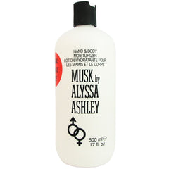 Alyssa Ashley Musk lotion applied to palm for quick hydrating touch