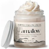 Amallow beef tallow whipped moisturizer jar close-up for deep hydration.