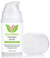 Amara Beauty Eye Cream Gel texture swatch: shows a non-greasy formula.