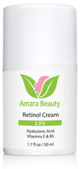Amara Beauty retinol cream texture swatch, showing luxurious hydration.