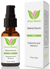 Amara Beauty Retinol Serum bottle promises smoother skin texture