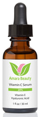 Amara Beauty Vitamin C Serum application close-up demonstrates hydration and glow.