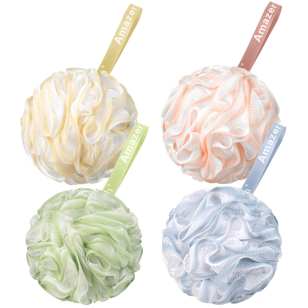 AmazerBath loofah sponge 75g large Cotton Candy set4 soft exfoliation for smoother skin