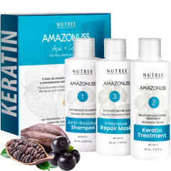 Amazonliss keratin-treatment bottle for at-home use delivers smoother, frizz-free hair.