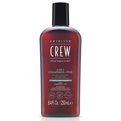 American Crew 3-in-1 Chamomile & Pine bottle sideview for streamlined grooming routine