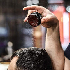 American Crew Boost Powder applied to roots provides subtle volume and separation.
