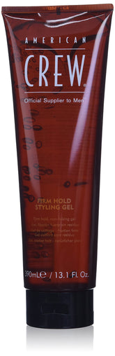 American Crew hair gel firm hold bottle highlights long-lasting hold for defined, frizz-free styles.