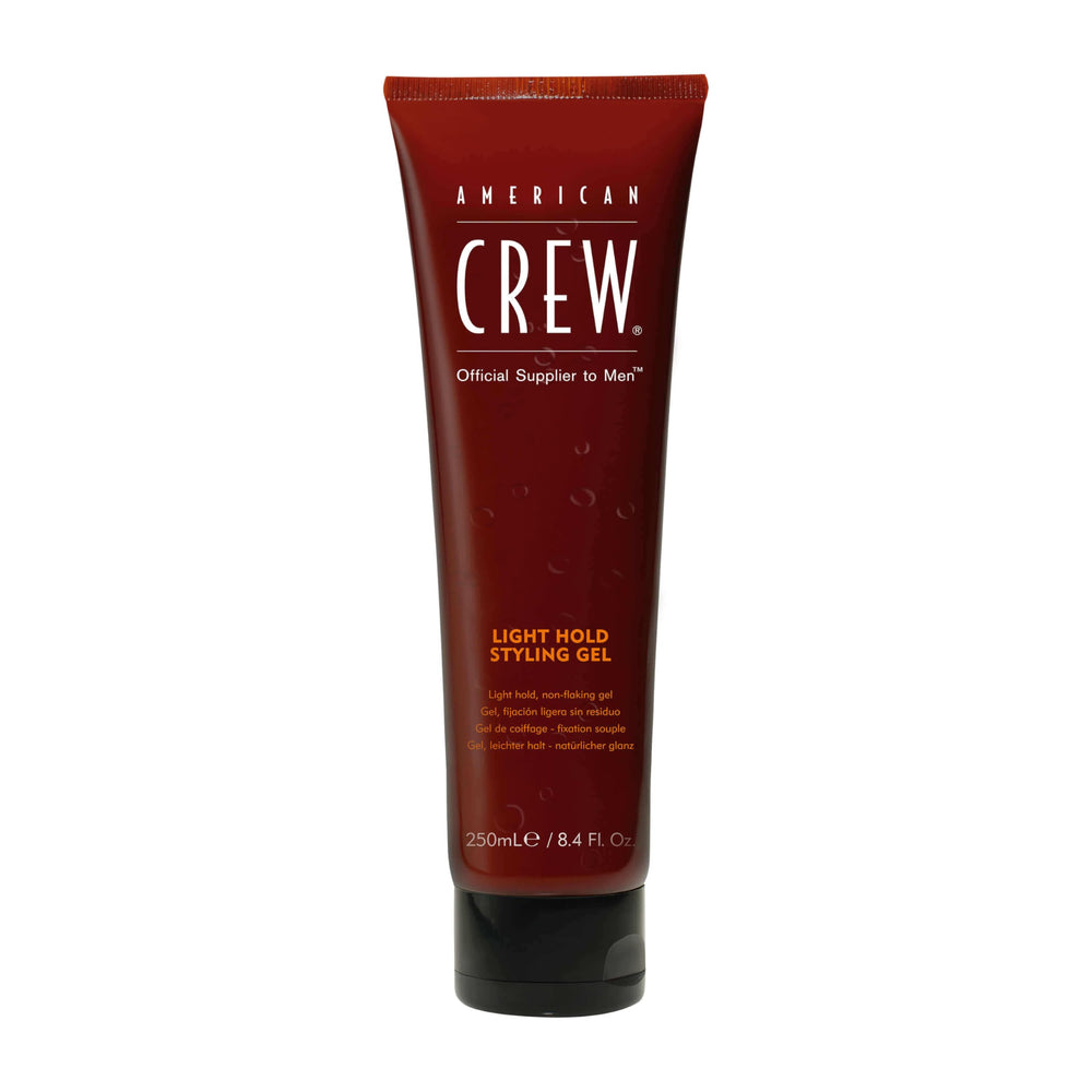 American Crew Hair Gel tube dispense shows a lightweight formula for natural hold.