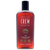 American Crew Tea Tree 3-in-1 bottle promotes refreshed scalp and clean hair.