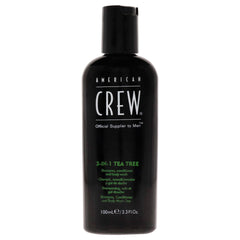 American Crew Tea Tree 3-in-1 bottle delivers a refreshing cleanse for hair and skin