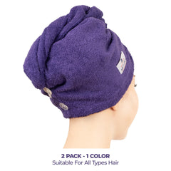 American Soft Linen two-pack cotton head towel cap with clear packaging and cap design.