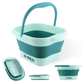 American Wellness Authority collapsible foot tub folded for compact storage and travel convenience.
