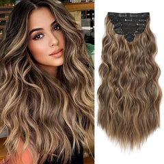 AMGPT honey-blonde 20 inch clip-in extensions beauty shot for instant volume.