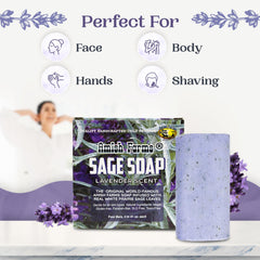 Amish Farms Sage Soap Bar USA-made indicates handmade quality from the USA.