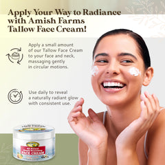 Amish Farms Tallow Face Cream orange-vanilla blend suggests gentle fragrance.