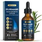 AMOADO 5% Minoxidil bottle showcasing potential for fuller-looking hair.